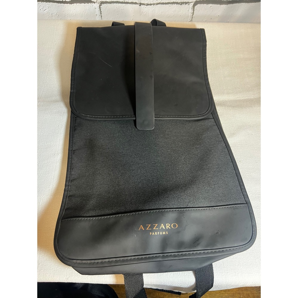 Azzaro Parfums Black Minimalist Backpack Flap Closure Sleek Travel Bag unisex